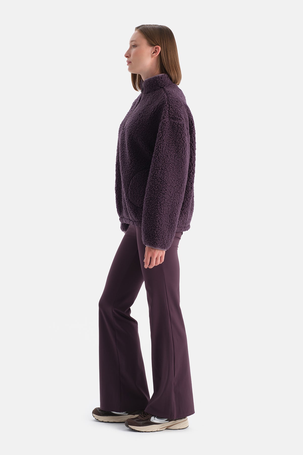 Mürdüm Kadın Yarım Fermuarlı Sweatshırt