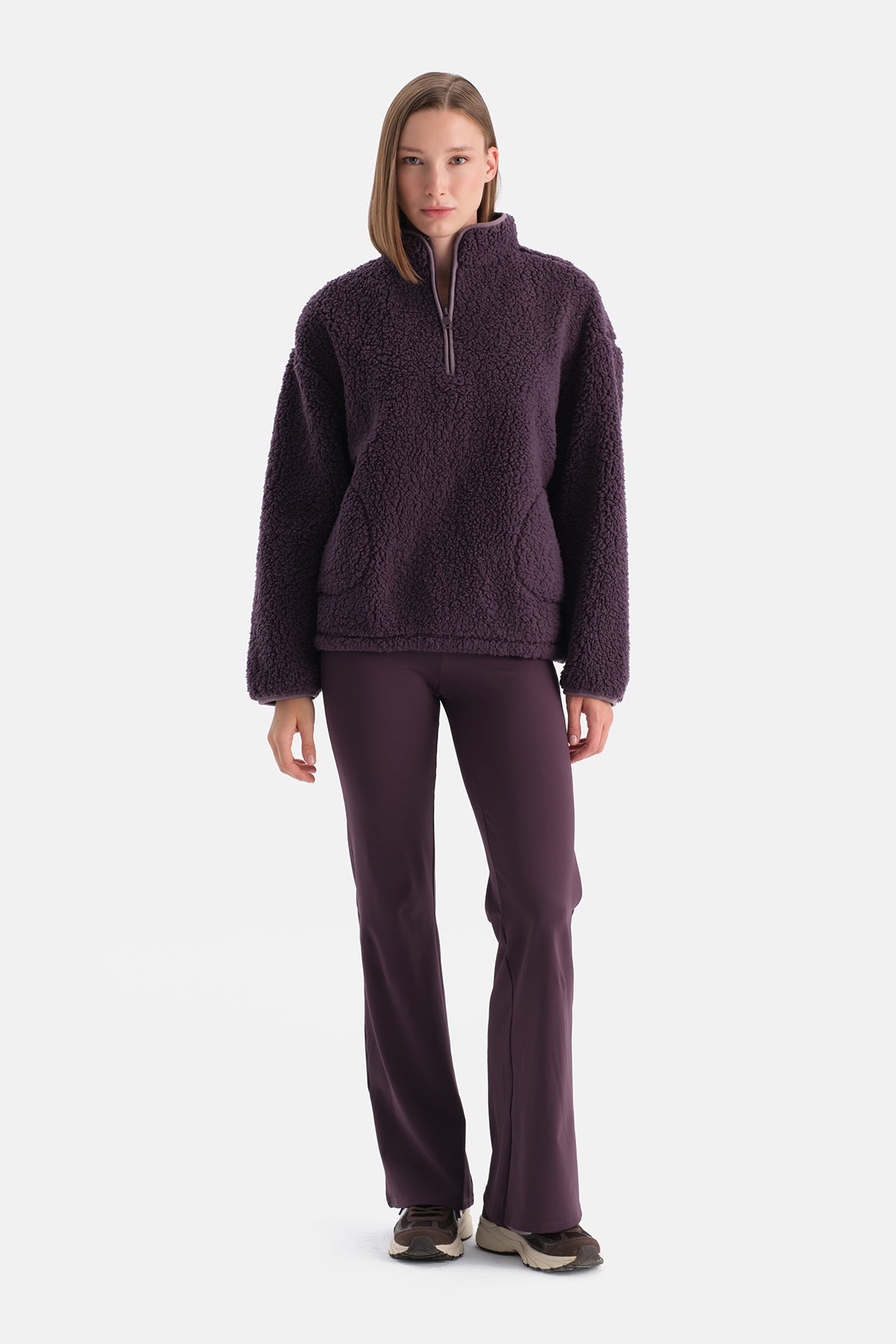 Mürdüm Kadın Yarım Fermuarlı Sweatshırt