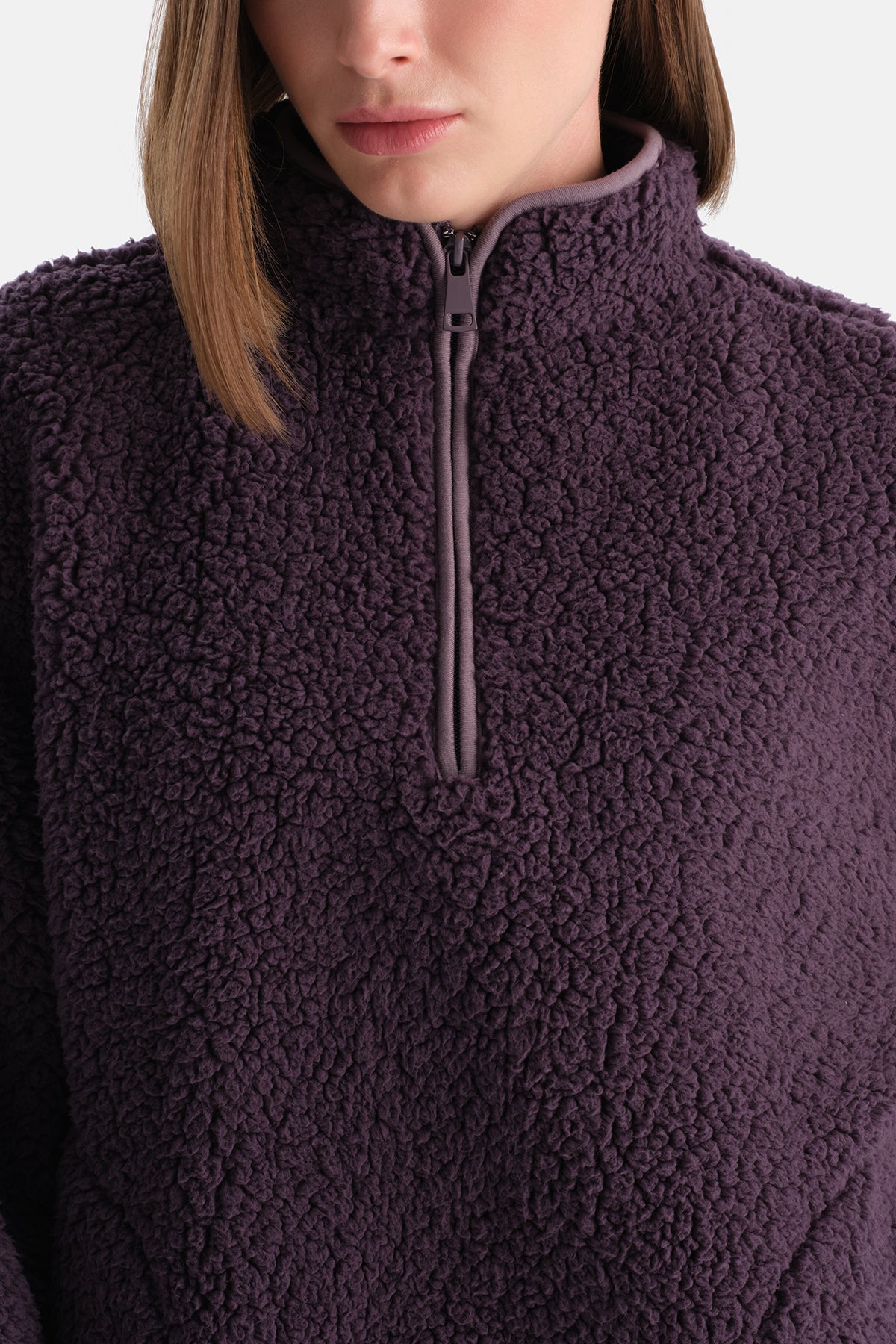 Mürdüm Kadın Yarım Fermuarlı Sweatshırt