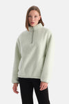 Mint Yeşili Kadın Yarım Fermuarlı Sweatshırt