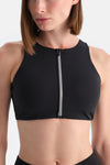 Siyah Kadın Önden Fermuarlı Sporcu Sütyeni
