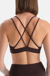 Koyu Kahve Kadın Sırt Çapraz Askılı Sporcu Sütyeni
