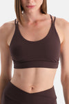 Koyu Kahve Kadın Sırt Çapraz Askılı Sporcu Sütyeni
