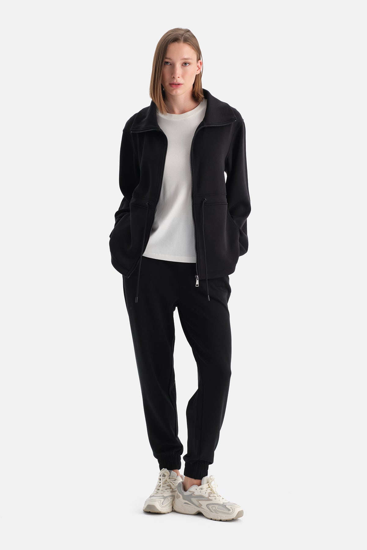 KADIN BEL BÜZGÜLÜ UZUN MODAL SWEATSHIRT
