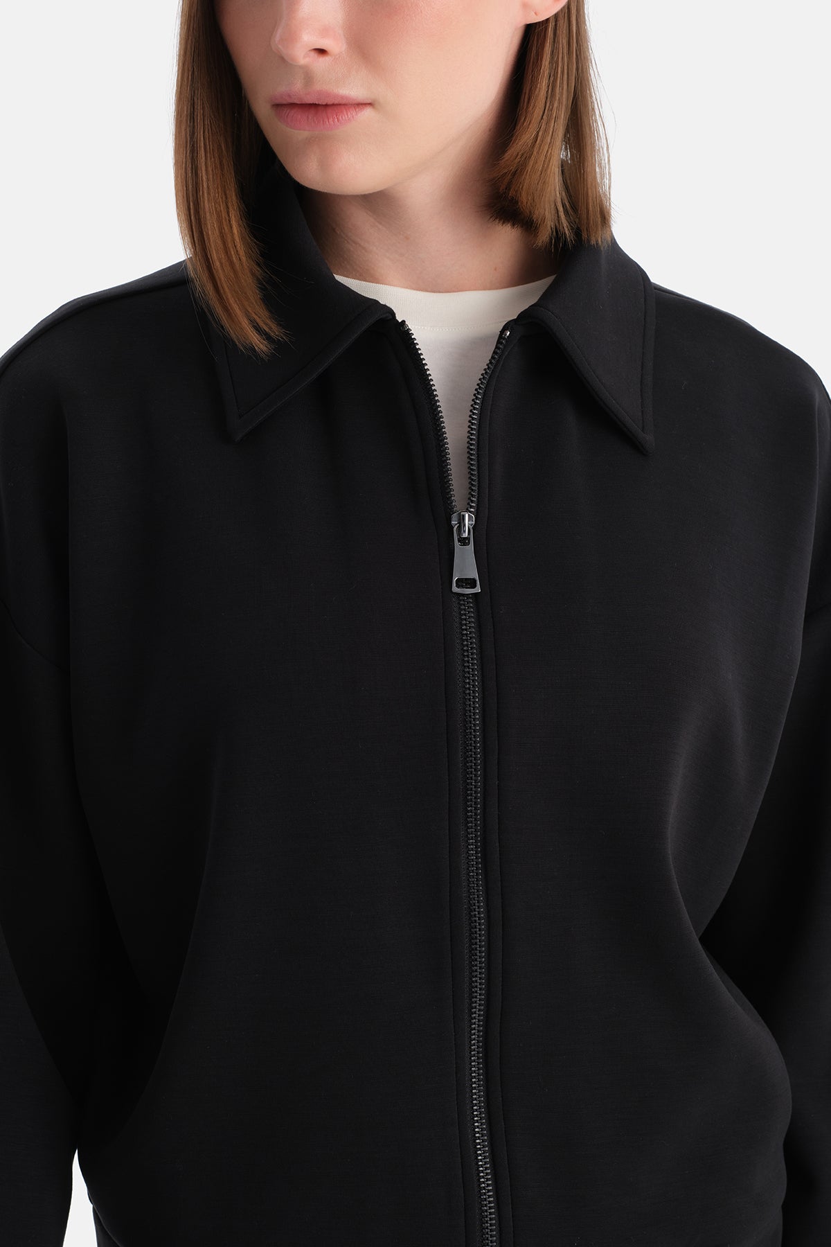 Siyah Travel İçi Şardonlu Modal Sweatshirt