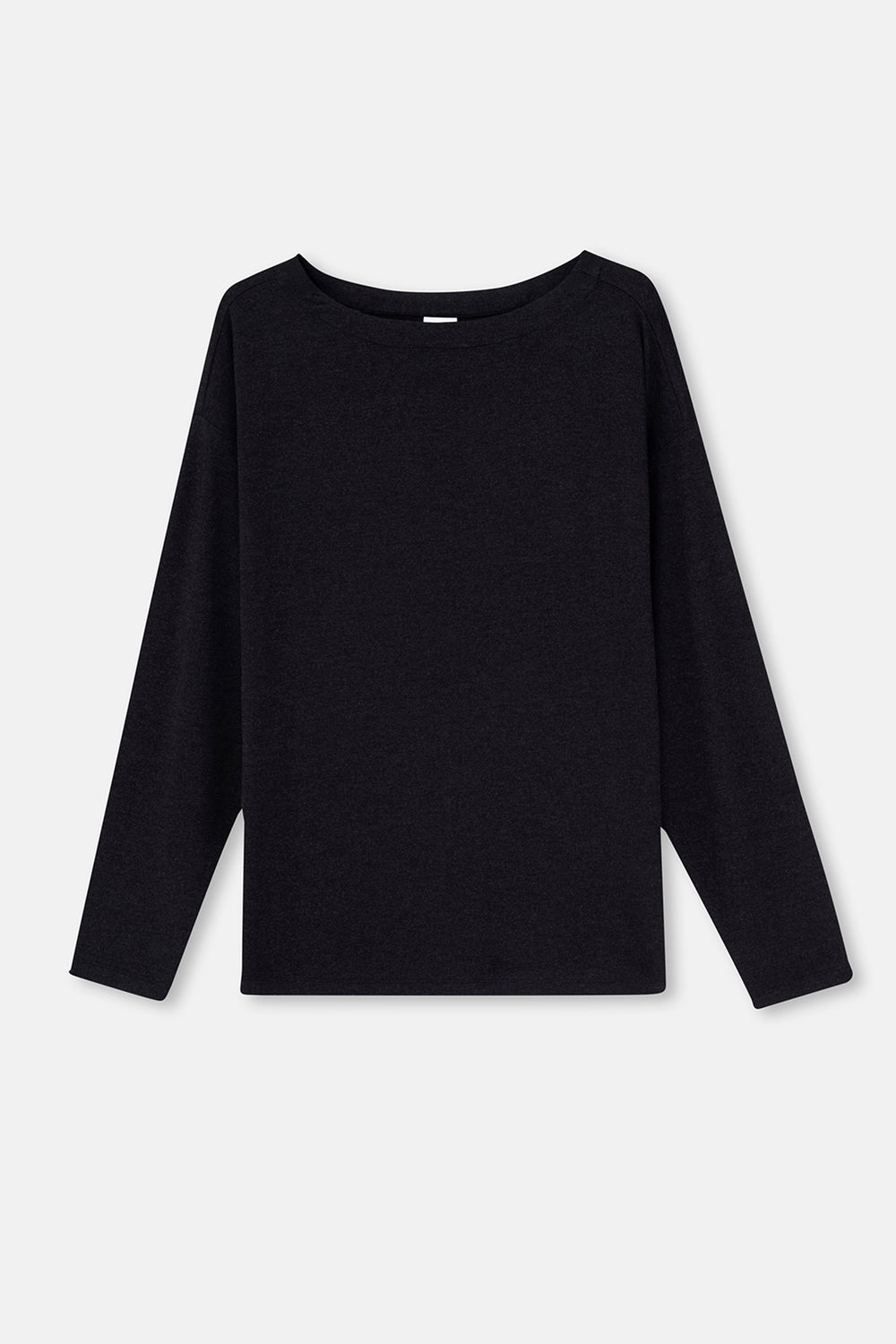 Antrasıt Hafif Kayık Yaka Soft Touch Uzun Kollu Tişört