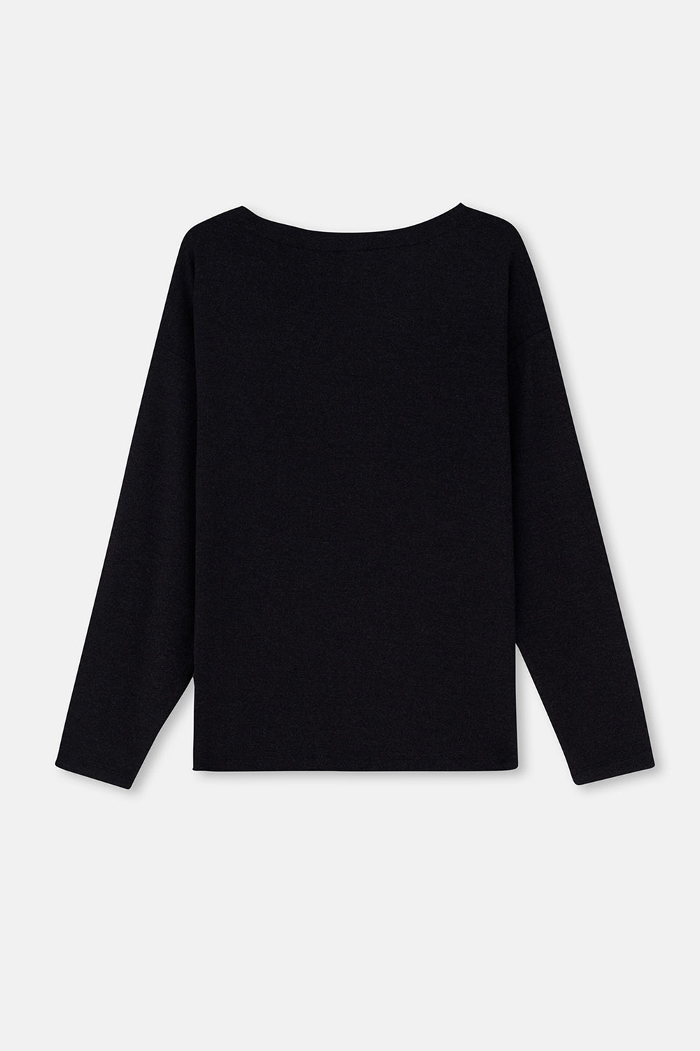 Antrasıt Hafif Kayık Yaka Soft Touch Uzun Kollu Tişört