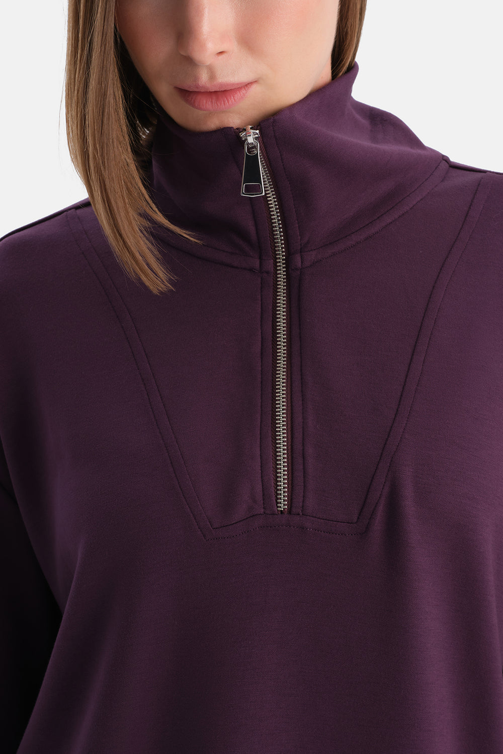 Mürdüm Travel Yarım Fermuarlı Sweatshirt