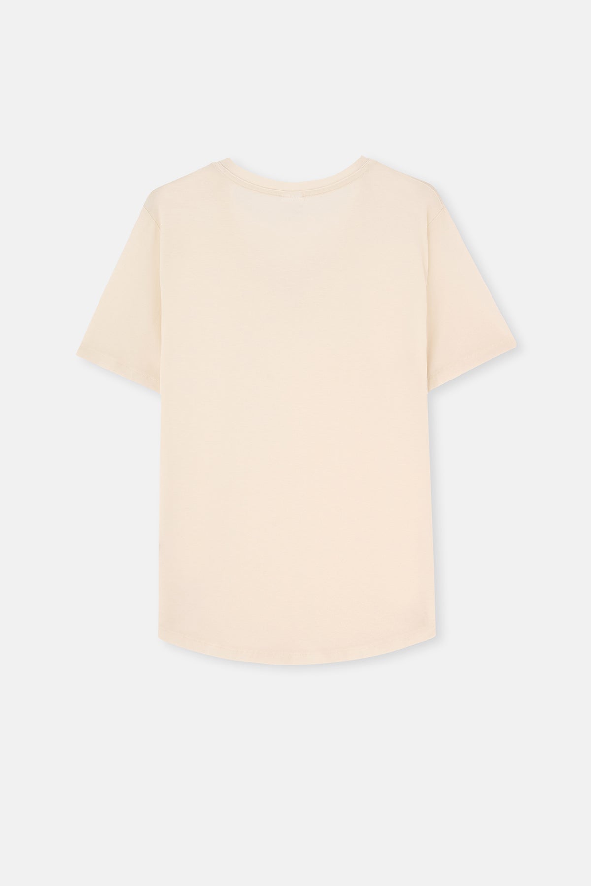 Ekru Kadın V Yaka Tişört