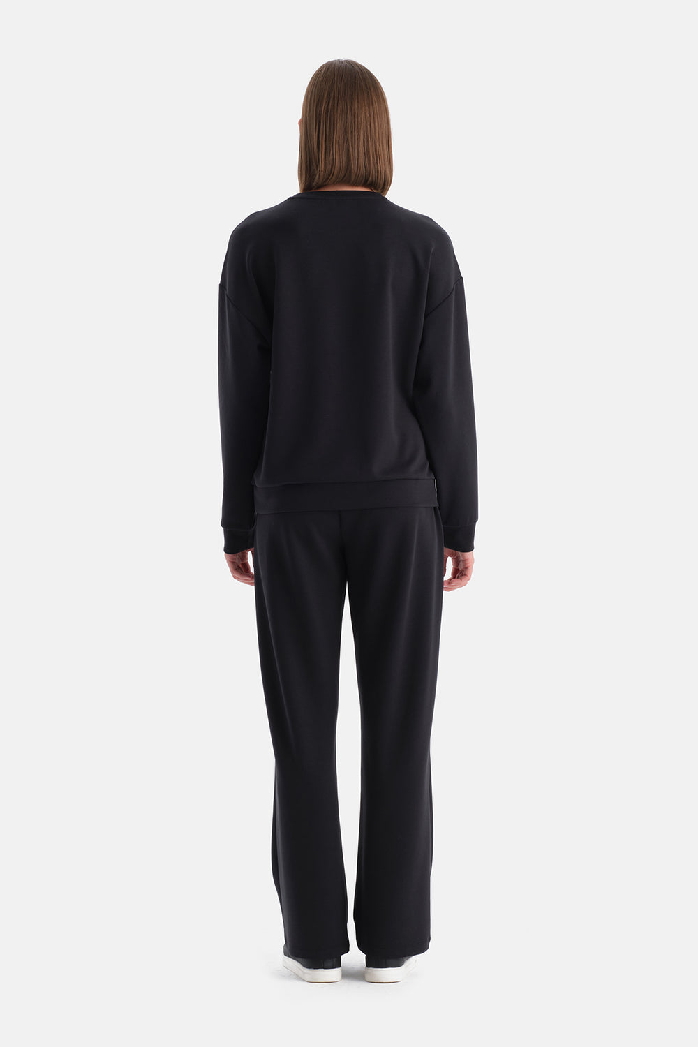 Siyah Bol Paça Basic Modal Pantolon