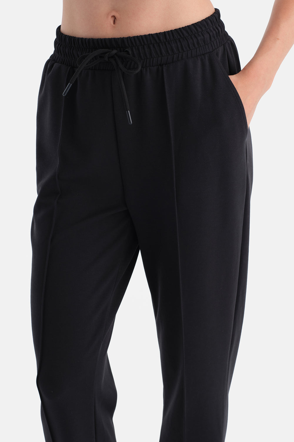 Siyah Duble Paça Nervürlü Modal Pantolon