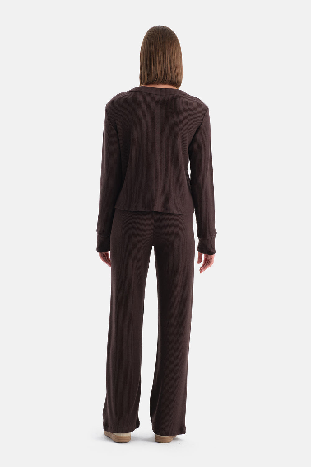 Koyu Kahve Bol Paça Kaşkorse Pantolon