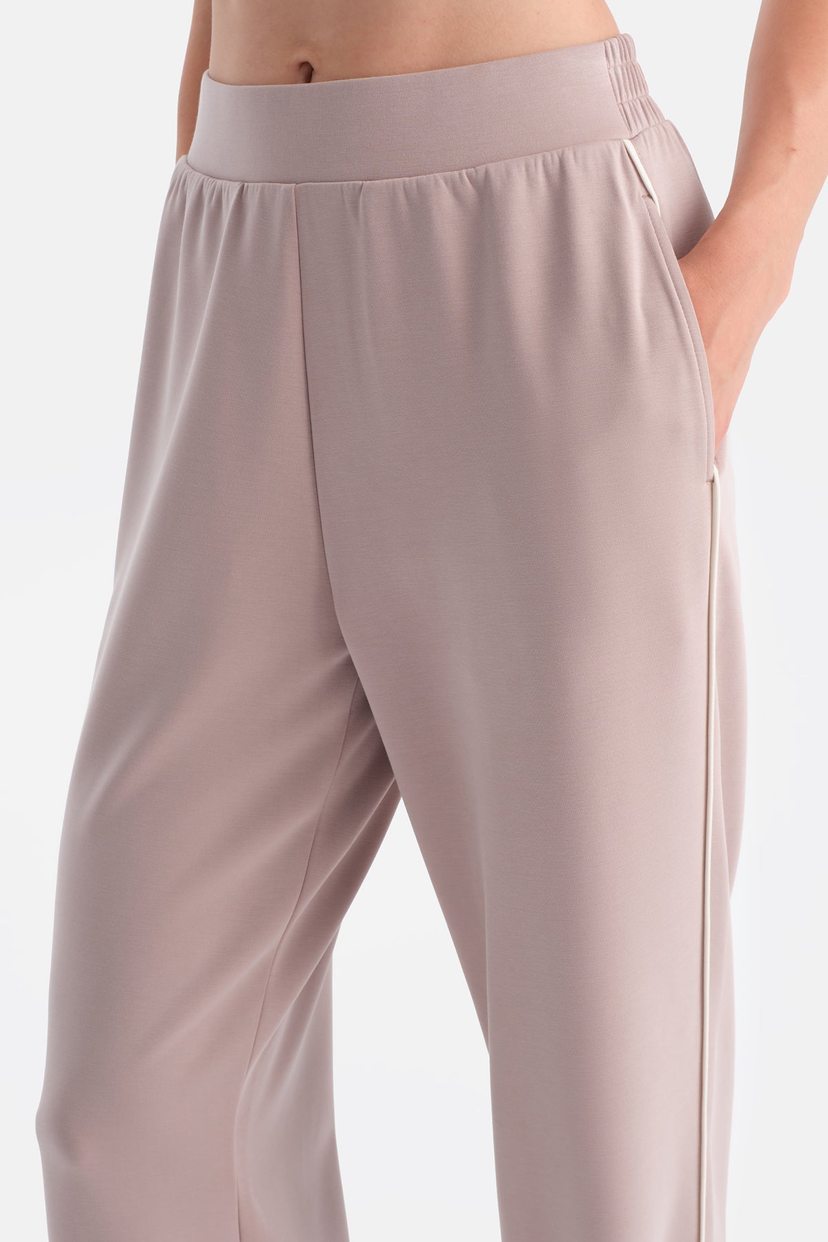 Pudra Kadın Modal Tek Biye Detaylı Eşofman Altıı