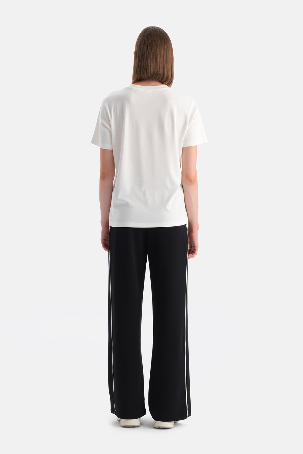 Siyah Kadın Modal Çift Biye Detaylı Eşofman Altı