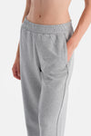 Gri Melanj Yan Şerit Detaylı Bol Paça Pantolon