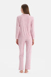 Açık Pembe Leopar Desenli Termal Pijama Takımı