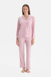 Açık Pembe Leopar Desenli Termal Pijama Takımı