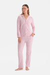 Açık Pembe Leopar Desenli Termal Pijama Takımı