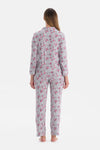 Açık Gri Çiçekli Termal Pijama Takımı