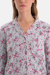 Açık Gri Çiçekli Termal Pijama Takımı