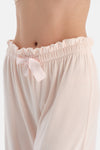 Açık Pembe Nakışlı Kadife Tişört Pantolon Pijama Takımı