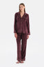 Bordo Biye Detaylı Kadife Gömlek Pantolon Pijama Takımı