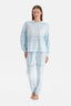 Açık Mavi Baskılı Kadife Tişört Pantolon Pijama Takımı