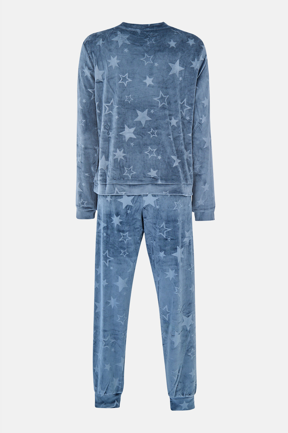 Lacivert Gofre Yıldız Baskılı Tişört Pantolon Pijama Takımı