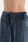 Lacivert Gofre Yıldız Baskılı Tişört Pantolon Pijama Takımı
