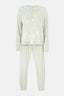 Su Yeşili Gofre Yıldız Baskılı Tişört Pantolon Pijama Takımı