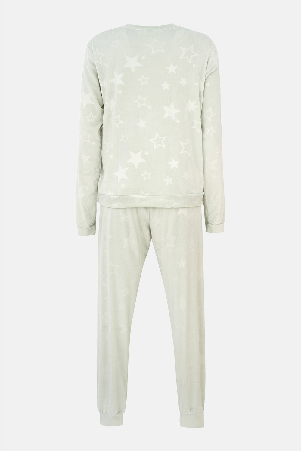 Su Yeşili Gofre Yıldız Baskılı Tişört Pantolon Pijama Takımı