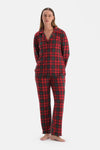Kırmızı Ekoseli Termal Gömlek Pantolon Pijama Takımı