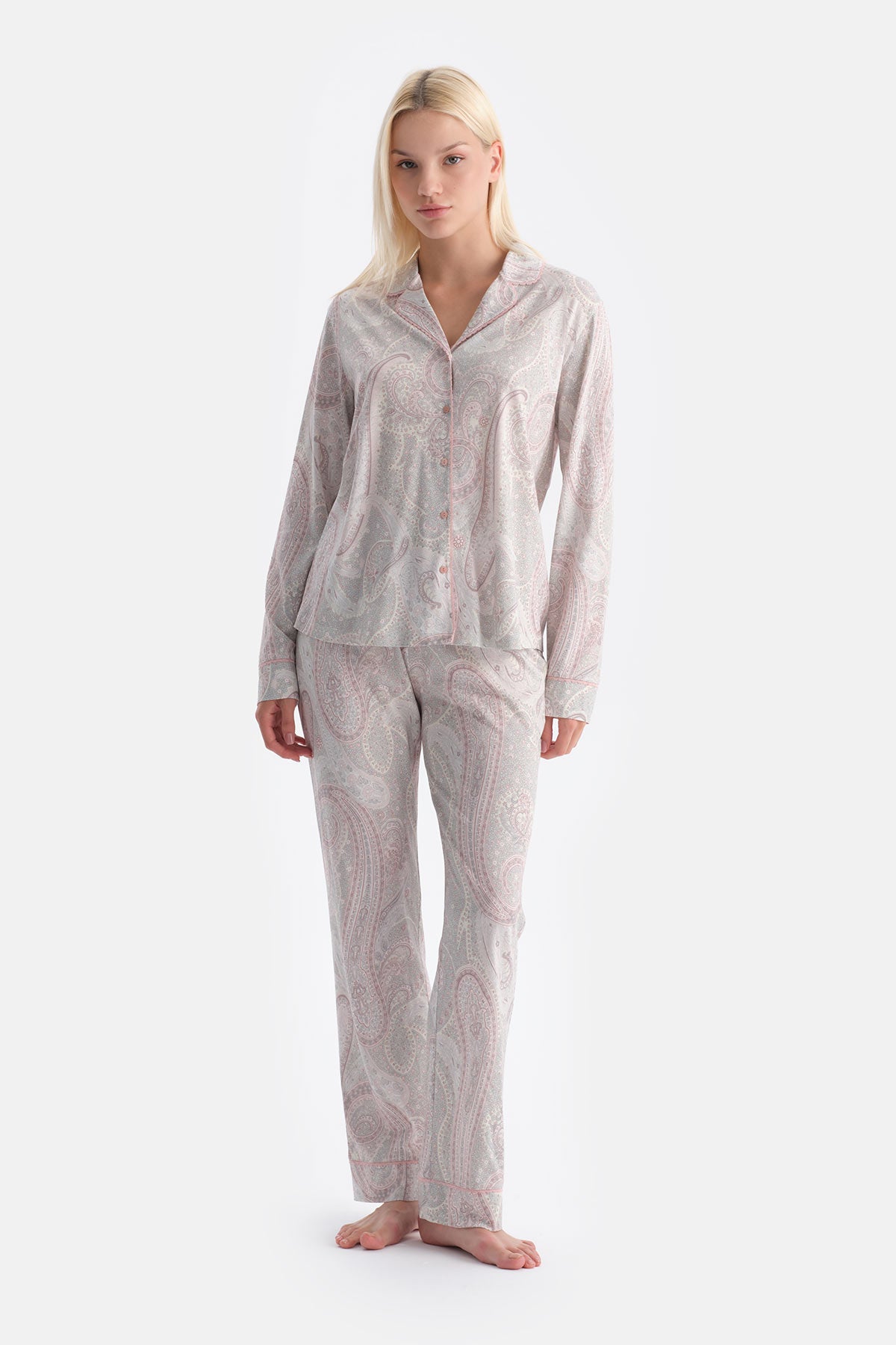 Multicolor Şal Desenli Gömlek Pantolon Takım