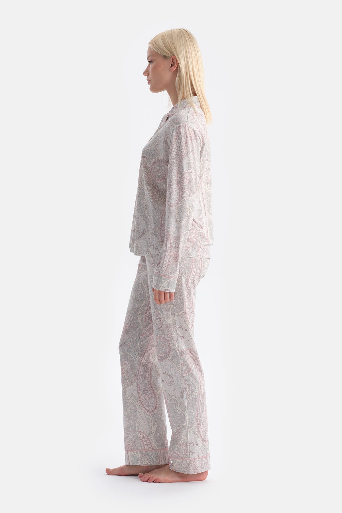 Multicolor Şal Desenli Gömlek Pantolon Takım