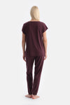 Mürdüm Kayık Yaka Tişört Pantolon Takım