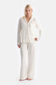 Ekru Saten Detaylı Gömlek Pantolon Takım