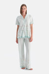 Açık Mavi Çiçek Desenli Gömlek Pantolon Takım