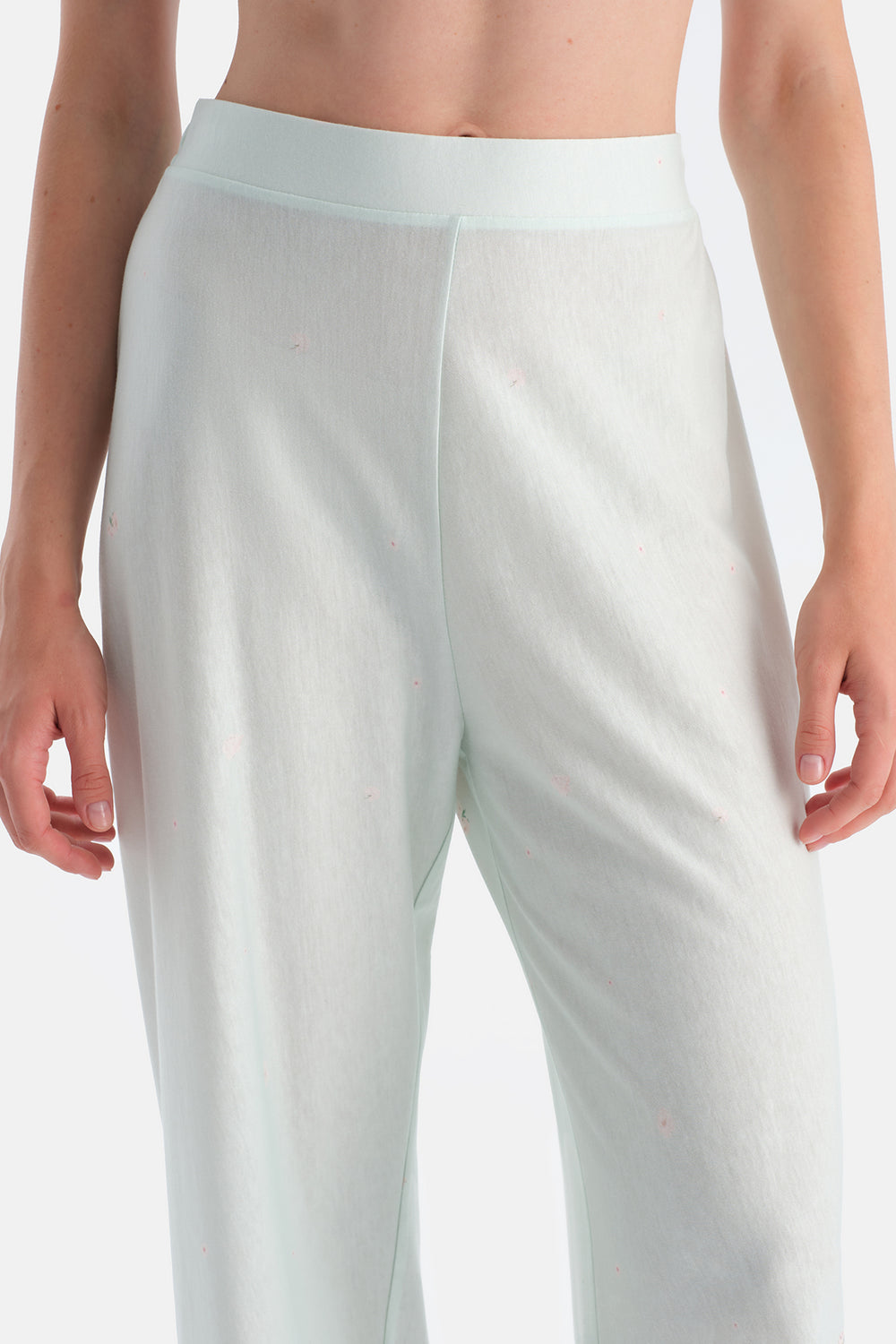 Açık Mavi Çiçek Desenli Gömlek Pantolon Takım