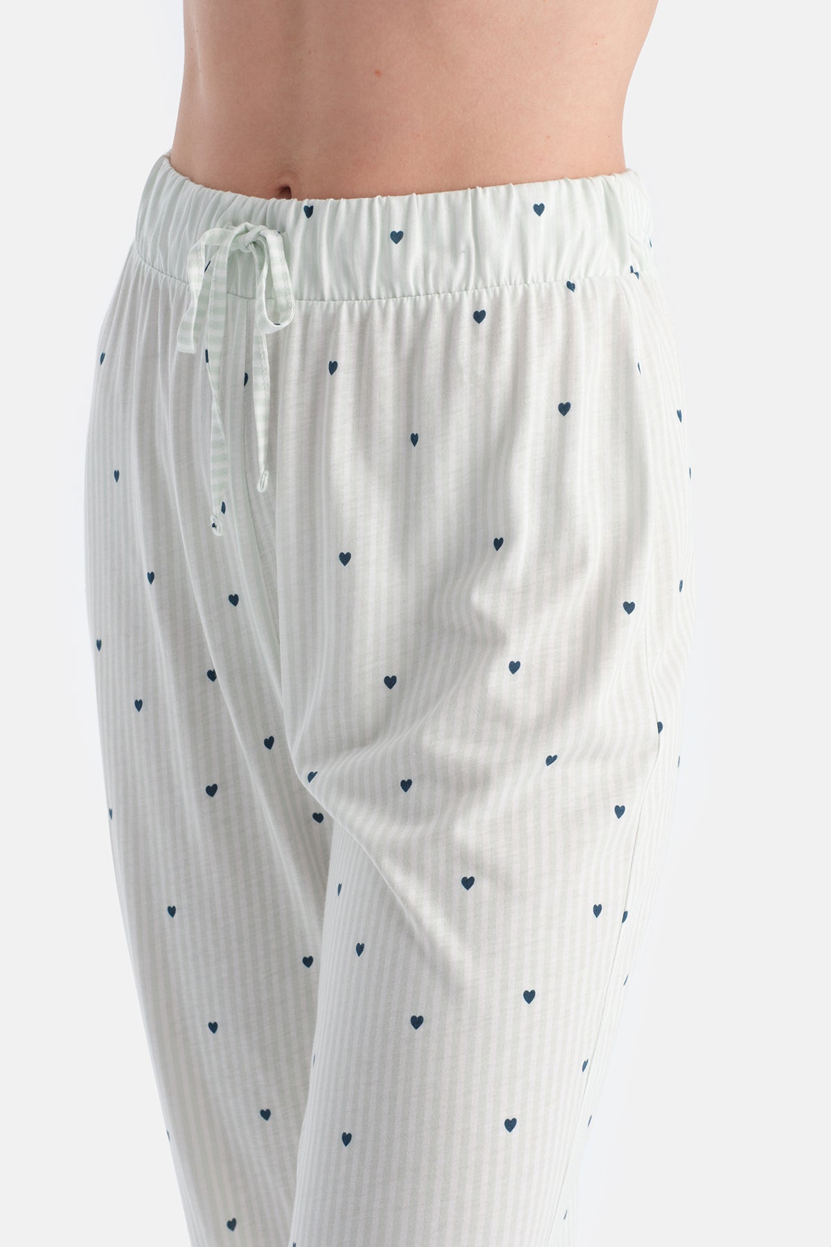 Su Yeşili Kalpli Gömlek Pantolon Takım