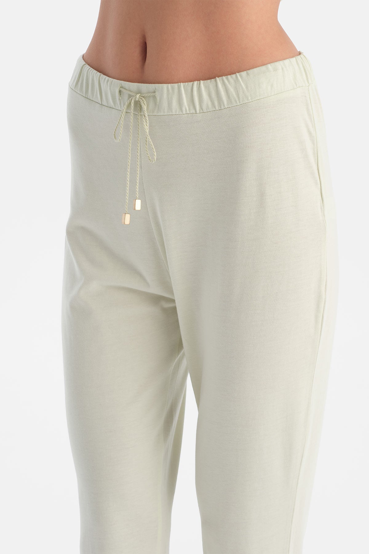 Açık Yeşil Kayık Yaka Penye Modal Tişört Pantolon Takım