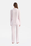 Açık Pembe Çizgili Gömlek Pantolon Takım
