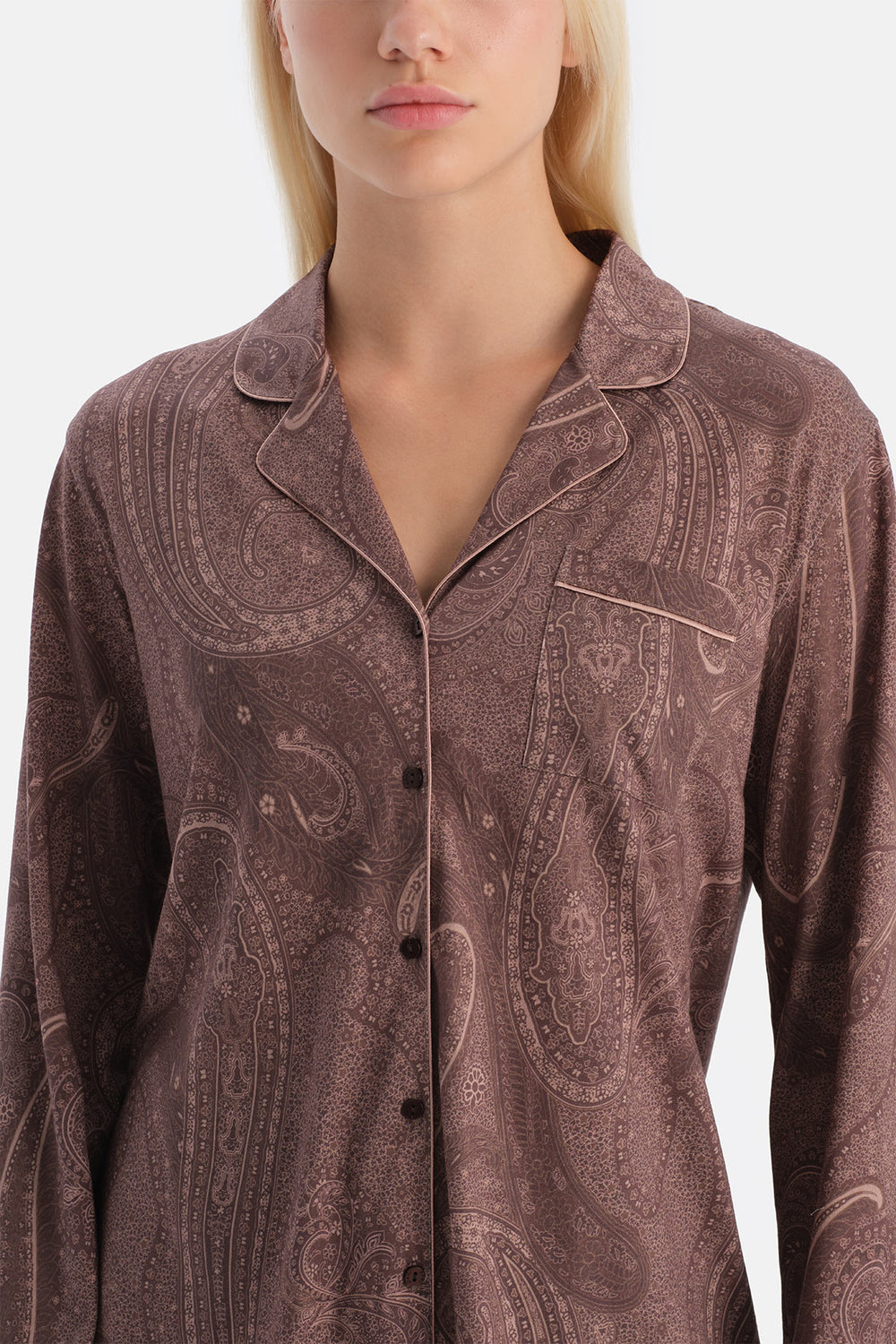 Kahverengi Şal Desenli Gömlek Pantolon Takım