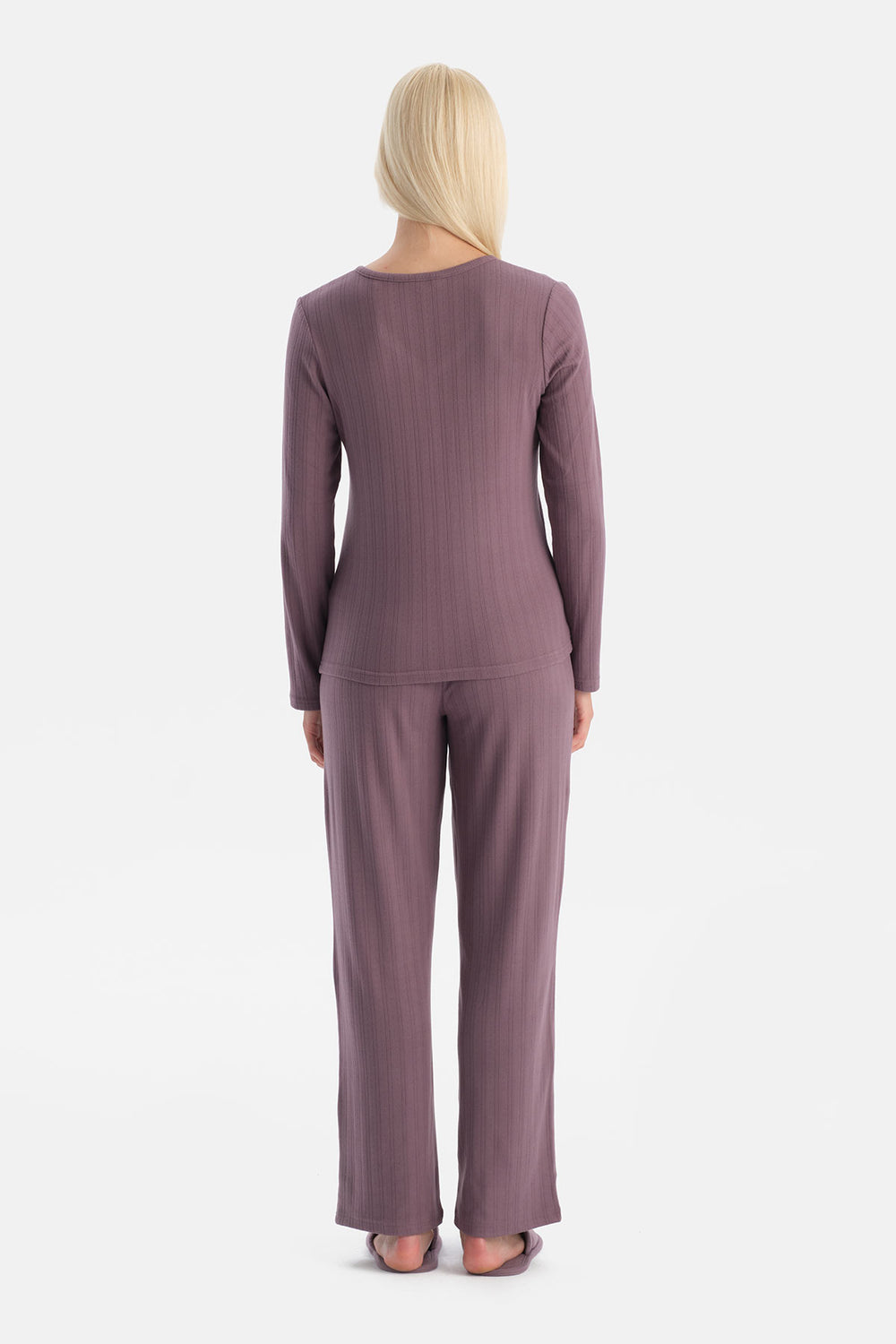 Mürdüm Travel Pointel V Yaka Tişört Pantolon Pijama Seti