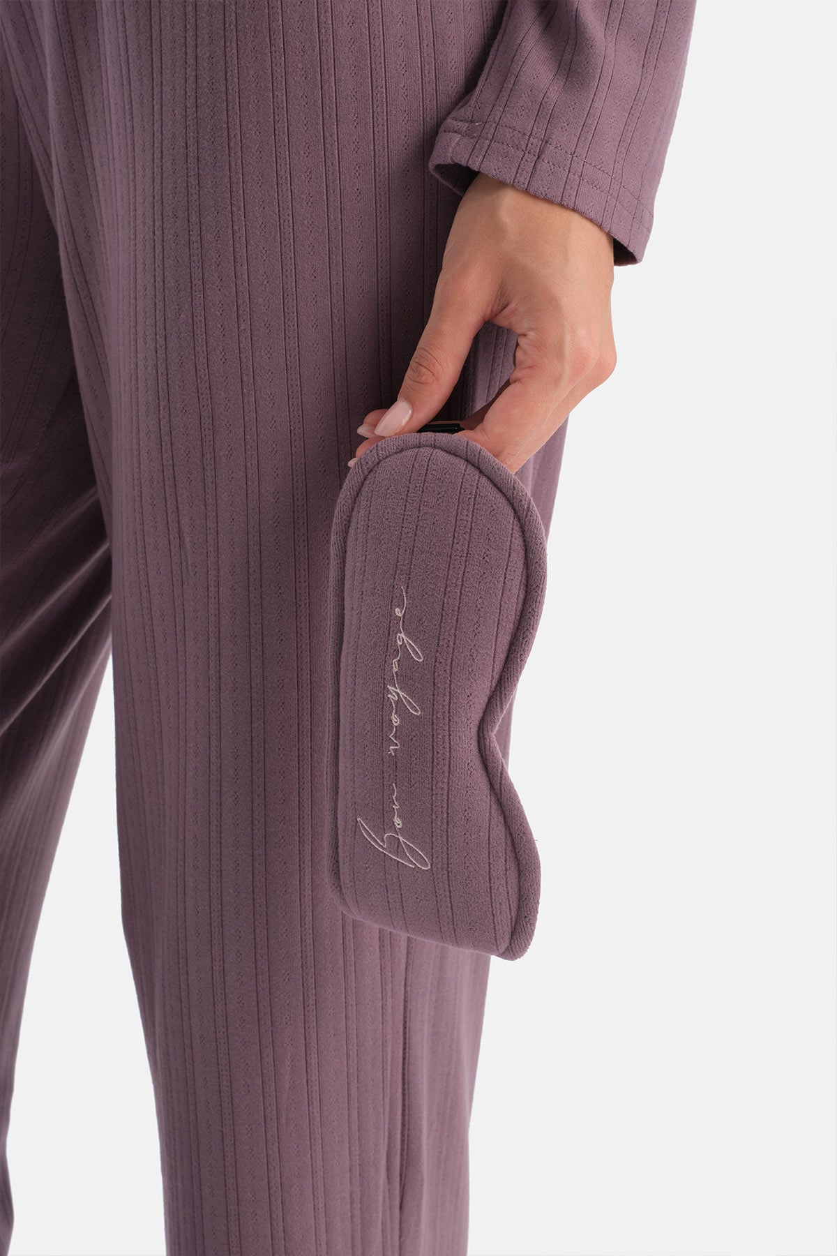 Mürdüm Travel Pointel V Yaka Tişört Pantolon Pijama Seti