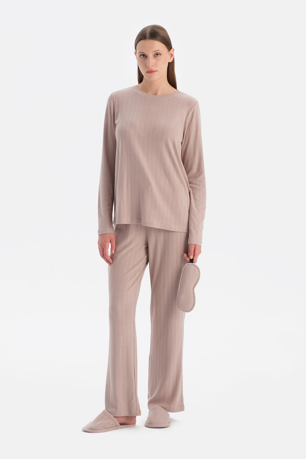 Vizon Travel Pointel Bisiklet Yaka Tişört Pantolon Pijama Seti