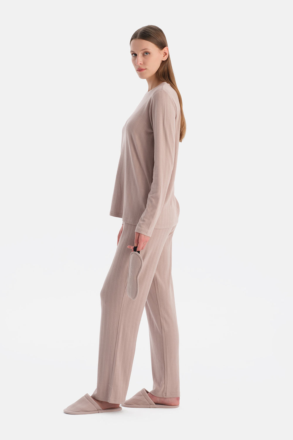 Vizon Travel Pointel Bisiklet Yaka Tişört Pantolon Pijama Seti