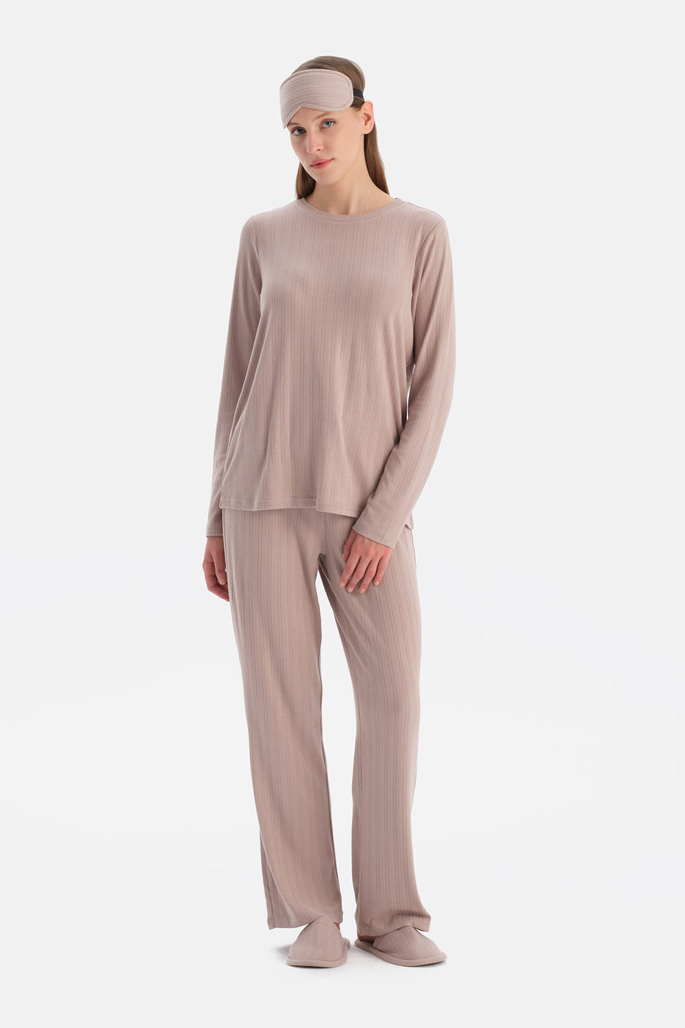 Vizon Travel Pointel Bisiklet Yaka Tişört Pantolon Pijama Seti