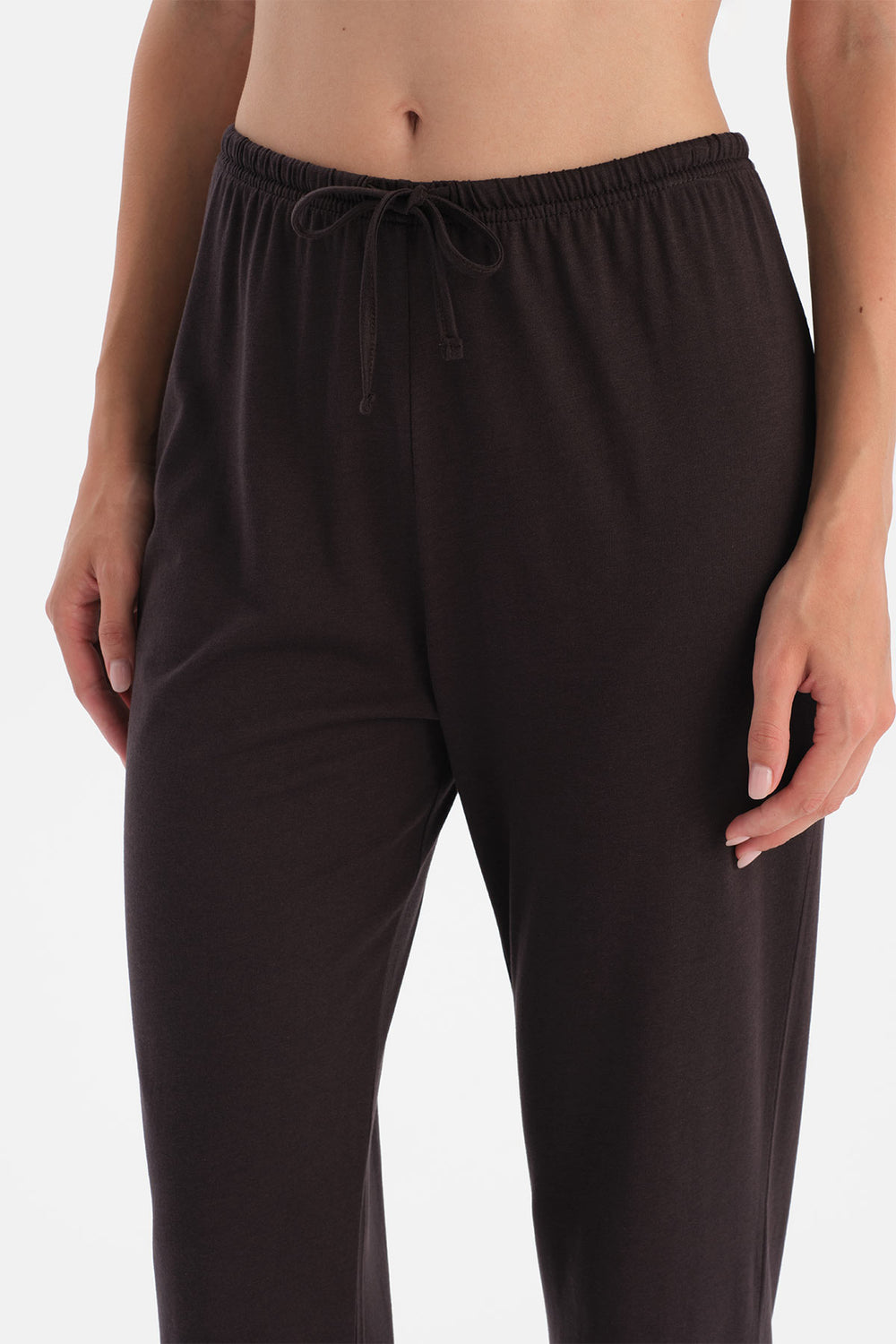 Koyu Kahve Biye Detaylı Atlet Pantolon Takım