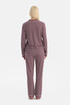 Mürdüm Geometrik Desenli Gömlek Pantolon Takım