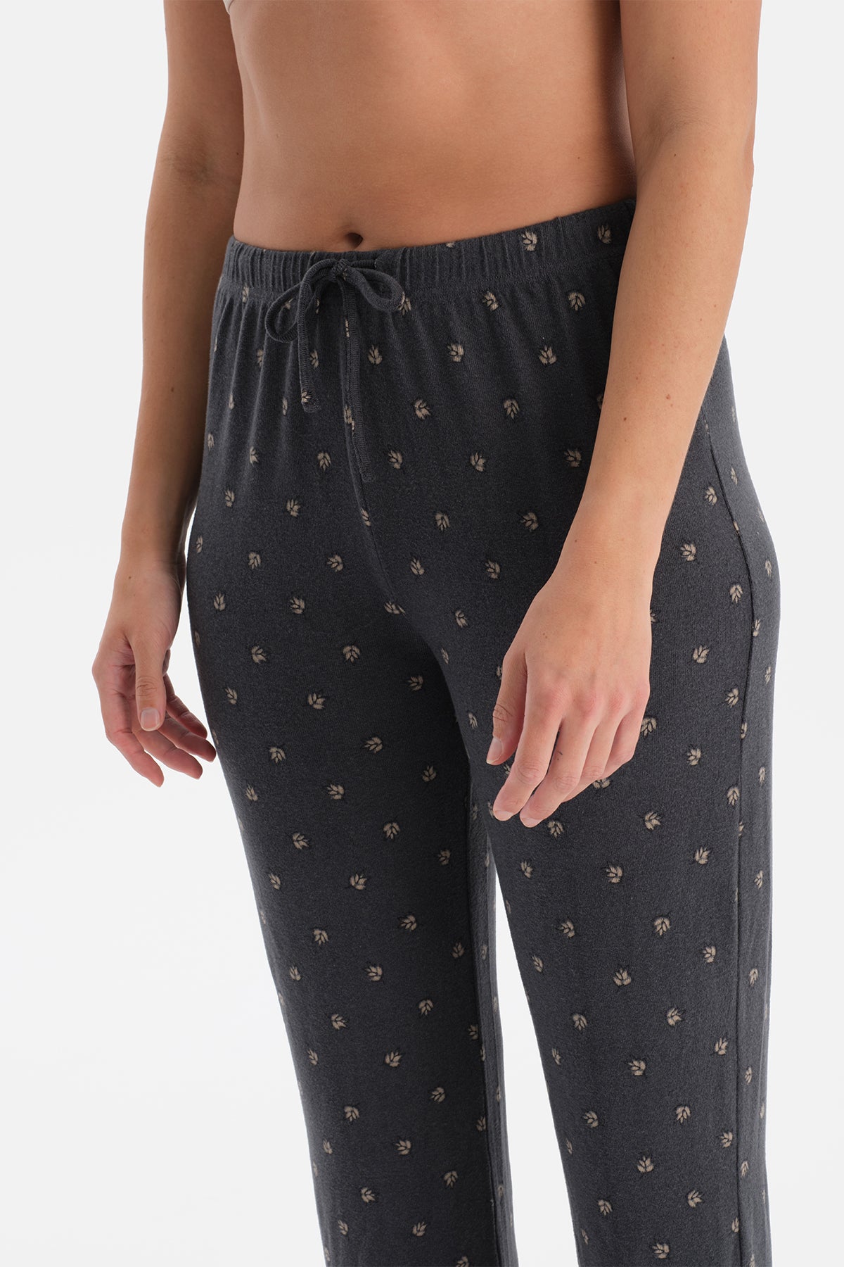 Antrasıt Desenli Termal Tişört Pantolon Pijama Takımı